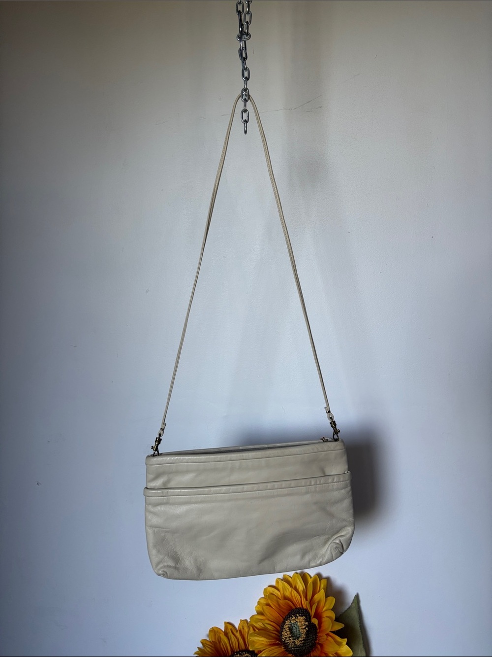 Vintage Cream Crossbody Bag Clutch Hybrid